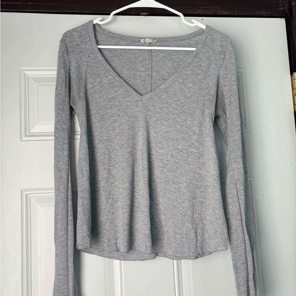 FREE PEOPLE  V-Neck Long Sleeve Top